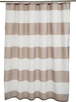 Amazon Basics Fabric Shower Curtain with Grommets and Hooks - 182.8 x 182.8 cm, Large Light Brown, Beige - Amazon.sa Price Tracker