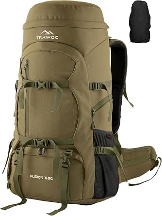 TRAWOC FUSION X 50 Litre Internal Fiber Frame Travel Bag Front & Top Open Backpack for Hiking Trekking Camping, Rucksack Bag for Men & Women with Rain Cover and Shoe Compartment, SHK018 on Amazon.ae - Price Tracker