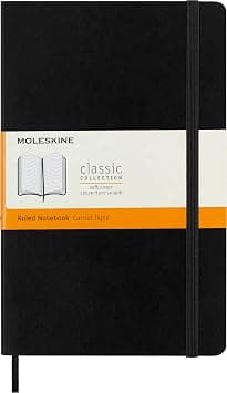 Moleskine Classic Notebook, Soft Cover, Large (12.7 x 21.6 cm) Ruled/Lined: Mit Falttasche für Notizen. Gummiband-Verschluß - متتبع أسعار Amazon.sa