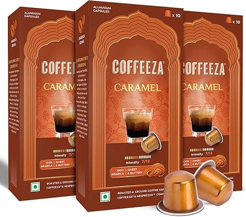 Coffeeza Caramel Flavoured Nespresso Coffee Capsules, Intensity - 7, Medium Roast Espresso Coffee, 30 count (Pack of 3) Nespresso Capsules (ORIGINALLINE ONLY) on Amazon.ae - Price Tracker