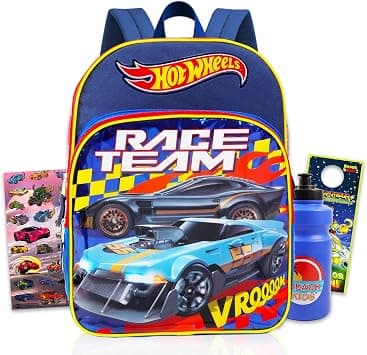Hot Wheels Backpack Set - 16" Deluxe Race Car Backpack Pack Plus Stikers, Water Bottle, More | Kids, Kids on Amazon.ae - Price Tracker