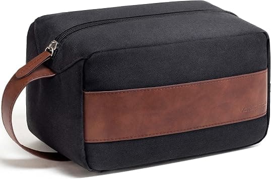 Vorspack Toiletry Bag for Men - Water Resistant Travel Bag for Toiletries, Lightweight Hygiene Bag for Bathroom, Travel Essentials, Gifts, Black, Medium, Classic on Amazon - Best Deal Finder