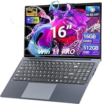 2026 Laptop, 16’’ Laptop Computer with Core i5-8210Y Processor (Up to 3.6GHz) 16GB RAM 512GB SSD, UHD Graphics, FHD 1920*1200, WiFi 5, BT 5.0, 180°Open Lap Top, Backlit Keyboard Gaming Laptop on Amazon.ae - Price Tracker