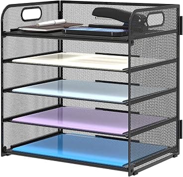 WAN Letter Tray Paper Organizer 5-Tier Desktop File Organizer,Desktop organizer with Handle Black Metal desktop Document Shelf for Office,Home or School on Amazon.ae - Price Tracker