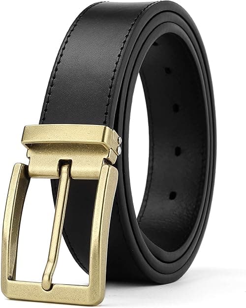 Men's Dress Belt Black Leather Belts for Jeans on Amazon.ae - Price Tracker