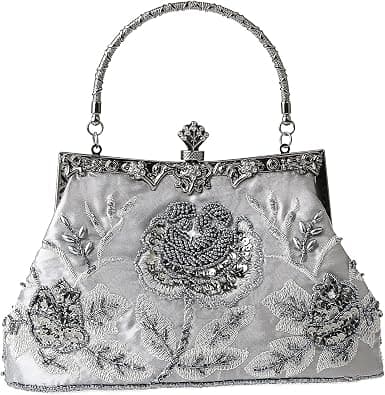 DA BODAN Vintage Floral Pearls Rhinestone Embroidery Clutch Sequins Wedding Party Prom Bag Bride Ladies Crossbody Evening Handbag - Amazon.sa Price Tracker