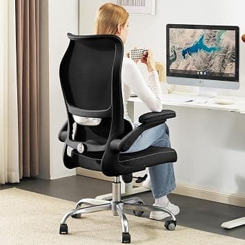 TRALT Ergonomic Office Chair - Desk Chair with Wave High Back Adjustable Lumbar Support Computer Chair - Gaming Chairs Mesh Backrest and PU Leather Seat for Home Reading Chairs to Adults(Black) على Amazon.ae - متتبع الأسعار