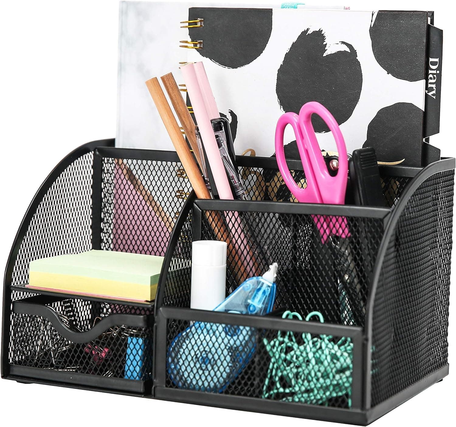 Valuxe Mesh Desk Organizer Pencil Holder with Drawer - All in One Pen Holder for Desk, Multi-Functional Caddy Pen Holder Stationery Desk Accessories Organizer for Office, Home, School, Classroom on Amazon.ae - Price Tracker