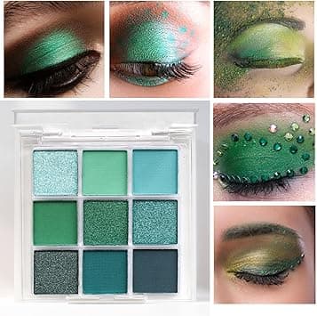 Green Eyeshadow Palette, 9 Colors Shimmer Eye Shadow Palettes, Glitter and Matte Eyeshadow Make Up Highly Pigmented Eye Shadow Green, Waterproof Cool-tone Eyeshadow Makeup Palette on Amazon.ae - Price Tracker
