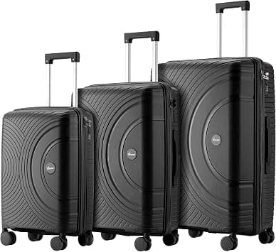 Senator Unisex PP Fashion Trolley Luggage Set Lightweight Hard-Shell Spinner luggage with 4 Double Spinner Wheel and 3-Digit Combination Lock KH1010 (Set of 3, Black) on Amazon.ae - Price Tracker