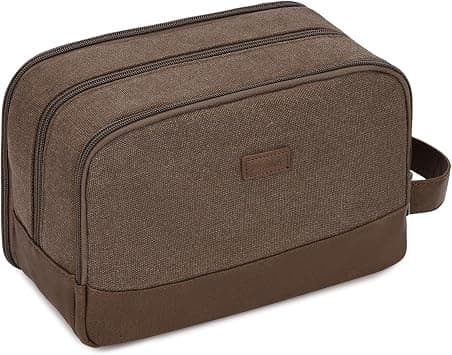 WANDF Travel Toiletry Bag for Men Large Toiletries Shaving Bag Water Resistant Hanging Dopp Kit Travel Accessories Bag for Women Men (Brown) on Amazon - Best Deal Finder