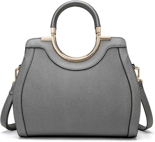LJOSEIND Women’s Handbags Designer Purses Satchel Totes Structured Shoulder Bags, 02grey, Medium on Amazon.ae - Price Tracker