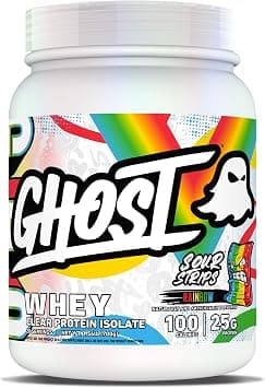 GHOST Clear Whey Isolate Protein Powder, Sour Strips - 1.54 LB Tub, 25G of Whey Protein - Post Workout Drink for Muscle Gain & Recovery ? Sugar Free, Soy Free & Zero Fat, 20 Servings على Amazon.ae - متتبع الأسعار
