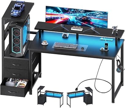 DUMOS 52” Gaming Desk with USB Charging Ports & LED Lights, Black on Amazon - Best Deal Finder