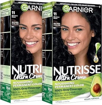 Garnier Hair Color Nutrisse Nourishing Creme, 11 Blackest Black (Peppercorn) Permanent Hair Dye, 2 Count (Packaging May Vary) on Amazon.ae - Price Tracker