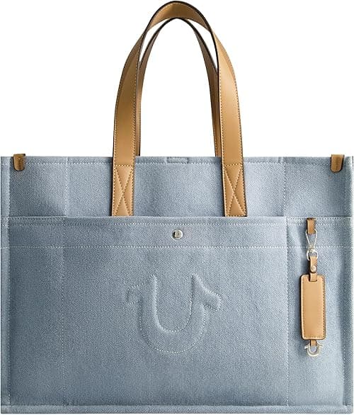True Religion Women's Large Tote Bag, Stitched Horseshoe Canvas Travel Carryall Shoulder Handbag on Amazon.ae - Price Tracker