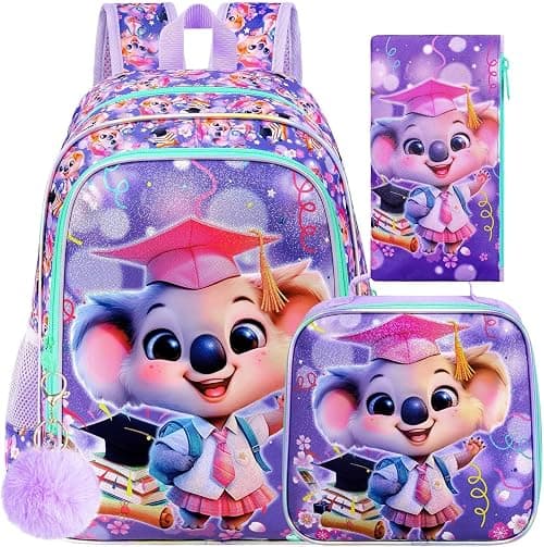 'gxtvo 3PCS Girls Backpack, 16'' Kids Bookbag with Lunch Box, Water Resistant School Bag for Elementary Prechool Toddler' on Amazon.ae - Price Tracker