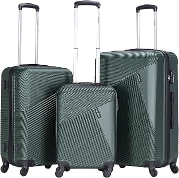 3 Piece Travel Trolley Luggage Set ABS Hard Shell Spinner Wheels With 3 Digit Combination Number Lock VT-A396 (Dark Green) on Amazon.sa - Price Tracker