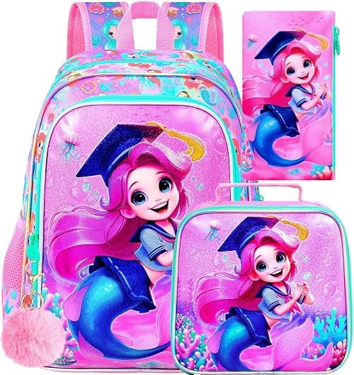'gxtvo 3PCS Girls Backpack, 16'' Kids Bookbag with Lunch Box, Water Resistant School Bag for Elementary Prechool Toddler' على Amazon.ae - متتبع الأسعار