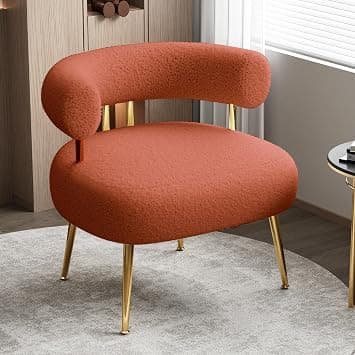 Mid Century Sherpa-Boucle-Akzentstuhl, rund, gepolstert, für kleine Räume, flauschiger Seitenecksofa, Sessel on Amazon.ae - Price Tracker