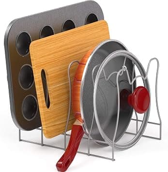 Simple Houseware Kitchen Pot Lid Rack Holder Organizer, Silver على Amazon.ae - متتبع الأسعار