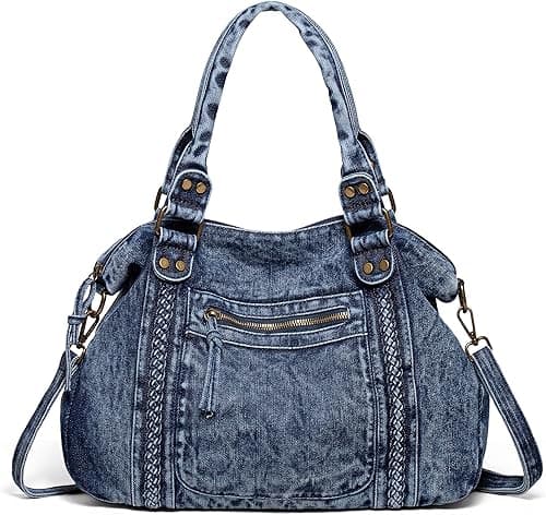 denim handbags for women blue denim shoulder tote bag on Amazon.ae - Price Tracker