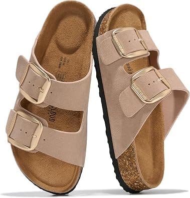 Project Cloud Genuine Leather Flat Sandals Comfortable Beach Essentials Womens Sandals Memory Foam Vacation Essentials Slides for Women Footwear (Santorini) على Amazon.ae - متتبع الأسعار