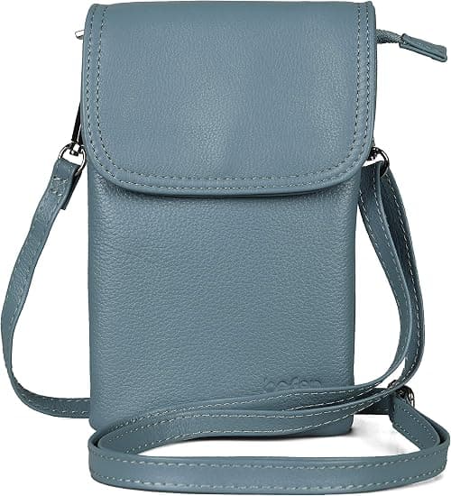 befen Genuine Leather Small Cell Phone Crossbody Bag Purses for Women Cross Body, Silver Zipper on Amazon.ae - Price Tracker