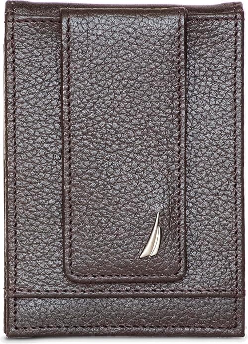 Nautica Men's Genuine Leather Front Pocket RFID Wallet (Available in Smooth or Pebble Grain) على Amazon.ae - متتبع الأسعار