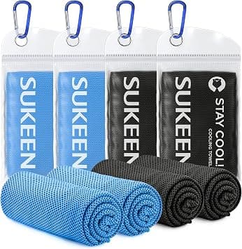 Sukeen Cooling Towel 4 Pack, Cooling Towels for Neck and Face, Microfiber Lightweight Cooling Towels, Soft Breathable Sweat Towel for Workout,Yoga, Golf, Gym, Camping, Sport, Running(40" x 12") على Amazon.ae - متتبع الأسعار