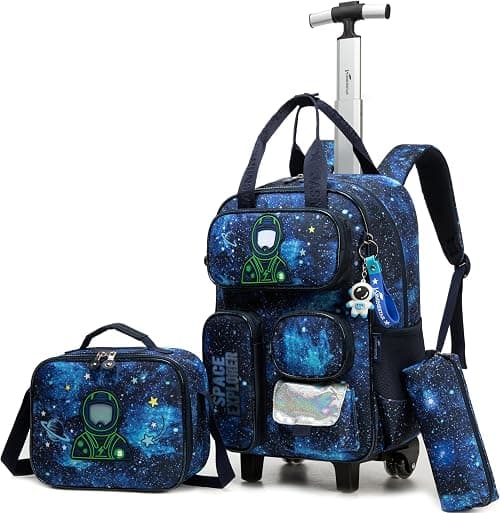 Rolling Backpack for Girls and Boys Backpack with Wheels Travel Luggage Suitcase on Amazon.ae - Price Tracker