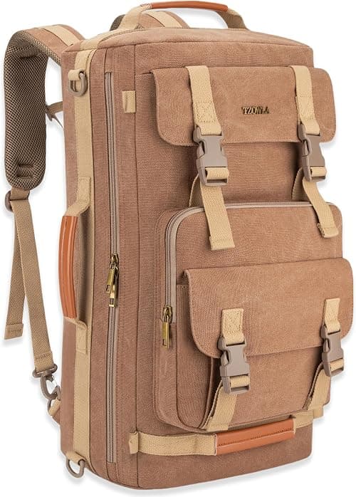 Tzowla Canvas Travel Backpack Carry on Flight Approved,Large Vintage Messenger Bag,3-in-1 Convertible Backpacks Duffel Bag,Personal ltem Laptop Rucksack for Men and Women Fit 17 Inch Laptop on Amazon.ae - Price Tracker