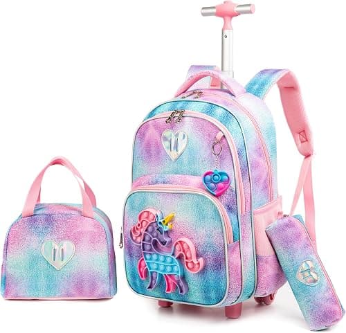 HTgroce Rucksack mit Rollen für Kinder,Schulranzen mit Rollen für Mädchen Pop it Rucksack 16 Zoll Set 3 in 1 mit Lunch Bag Kindergarten Fidget Toys Geschenke für Kinder. on Amazon.ae - Price Tracker
