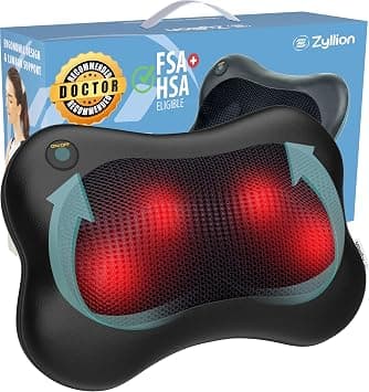 Zyllion Shiatsu Back and Neck Massager - 3D Kneading Deep Tissue Massage Pillow with Heat for Muscle Pain Relief, Chairs and Cars - Black (ZMA-13-BK) on Amazon.ae - Price Tracker
