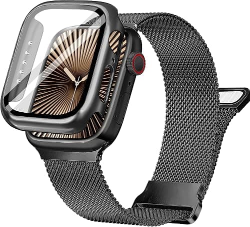 Compatible with Apple Watch Strap with Case 40 mm 41 mm 42 mm 44 mm 45 mm 46 mm, Metal Magnetic iWatch Bracelet for Apple Watch SE Series 11 10 9 8 7 6 5 4, Stainless Steel Mesh Loop على Amazon.ae - متتبع الأسعار