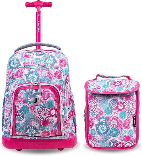 J World New York Luggage LOLLIPOP Kids'Rolling Backpack with Self-Magnetic Sparkling Wheel and'FREE'Lunch Bag on Amazon.ae - Price Tracker
