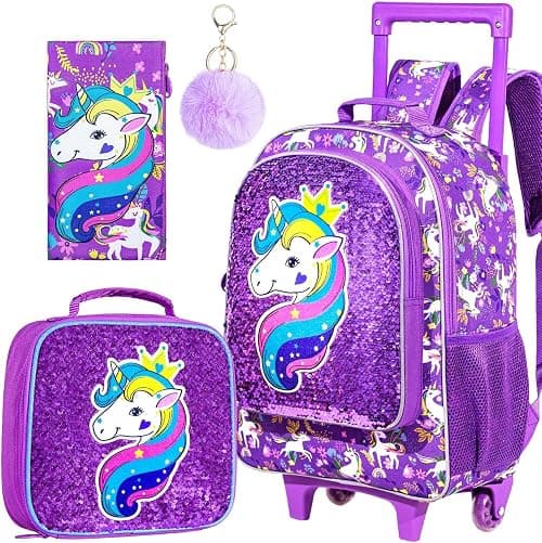 Rolling Backpack for Girls and Boys, Wheeled Kids Bookbag - Elementary Luggage School Bag على Amazon.ae - متتبع الأسعار