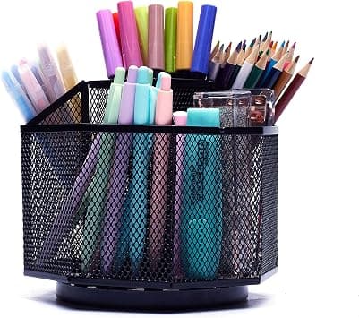 EXERZ Desk Organiser 360 Rotating Pen Holder 5 Compartments Caddy Black on Amazon.ae - Price Tracker