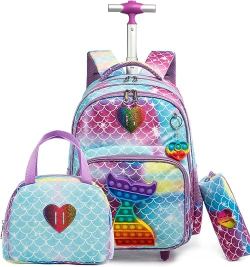 HTgroce Rucksack mit Rollen für Kinder,Schulranzen mit Rollen für Mädchen Pop it Rucksack 16 Zoll Set 3 in 1 mit Lunch Bag Kindergarten Fidget Toys Geschenke für Kinder. on Amazon.ae - Price Tracker