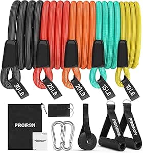 PROIRON Resistance Bands Set 14 Pieces Anti-Snap Resistance Band Exercise with Handles, Door Anchor, Ankle Straps, Training Manual and Carrying Bag on Amazon.ae - Price Tracker