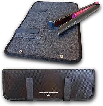 Hair Straightener Mat & Pouch by j&m - Heat Resistant - Fits ghd, BaByliss & Larger Straighteners - Zip-Up All-in-One Compact Travel Case (New: XL Felt Mat) on Amazon.ae - Price Tracker
