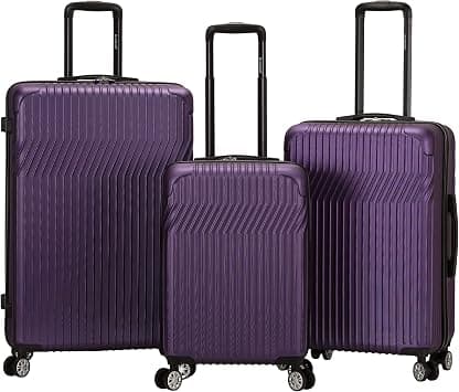 Rockland Pista 3 Piece Abs Non-Expandable Luggage Set, Purple One Size على Amazon.ae - متتبع الأسعار