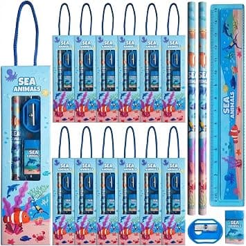 Coolchic 12 Boxes Stationery Set,Back to School Supplies Kit for Kids Including Pencils Eraser Ruler Sharpeners for Students Gifts Classroom Rewards Party Favors (Sea Animals) on Amazon.ae - Price Tracker