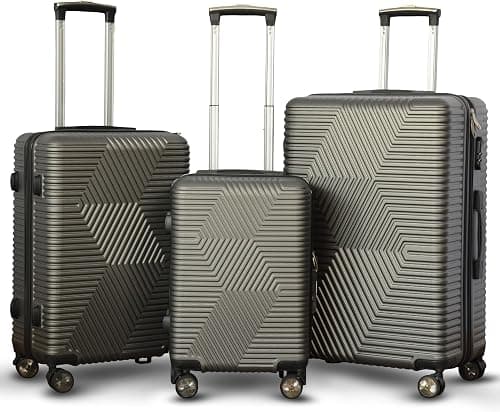 Lightweight Luggage Hard Shell Trolly with smooth spinner wheels and secured combination lock ABS Suitcases for travel (Dark Grey, 3Pcs Set 20/24/28 Inch) on Amazon - Best Deal Finder