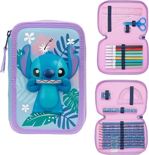 Disney Stitch Pencil Case with Stationery for Girls Frozen Filled Pencil Case School Supplies Colouring Pencils Coloured Markers Stitch Gifts for Girls on Amazon.ae - Price Tracker
