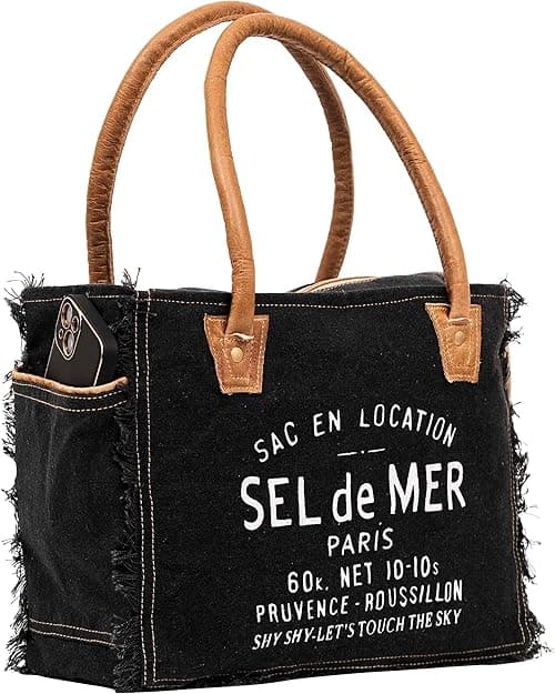 Shy Shy Bags Sel De Mer Canvas & Cowhide Tote Bag - Upcycled Radiant Leather Hand Bag on Amazon.ae - Price Tracker