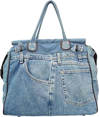X-Large Blue Denim Double Top Handle Tote Shopper Handbag on Amazon.ae - Price Tracker