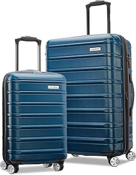 Samsonite Omni 2 2Pc Set (55 + 69 cm), 4 Spinner Wheels, Polycarbonate, Lagoon Blue|Cross Ribbons|Expandable|Internal Divider Pad|TSA Lock - 3 Years International Warranty on Amazon.ae - Price Tracker