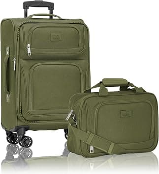 U.S. Traveler Rio Rugged Fabric Expandable Carry-on Luggage Set, Green, 4 Wheel, Rio Rugged Fabric Expandable Carry-on Luggage Set on Amazon - Best Deal Finder