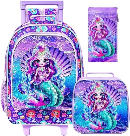 Rolling Backpack for Girls and Boys, Wheeled Kids Bookbag - Elementary Luggage School Bag on Amazon.ae - Price Tracker